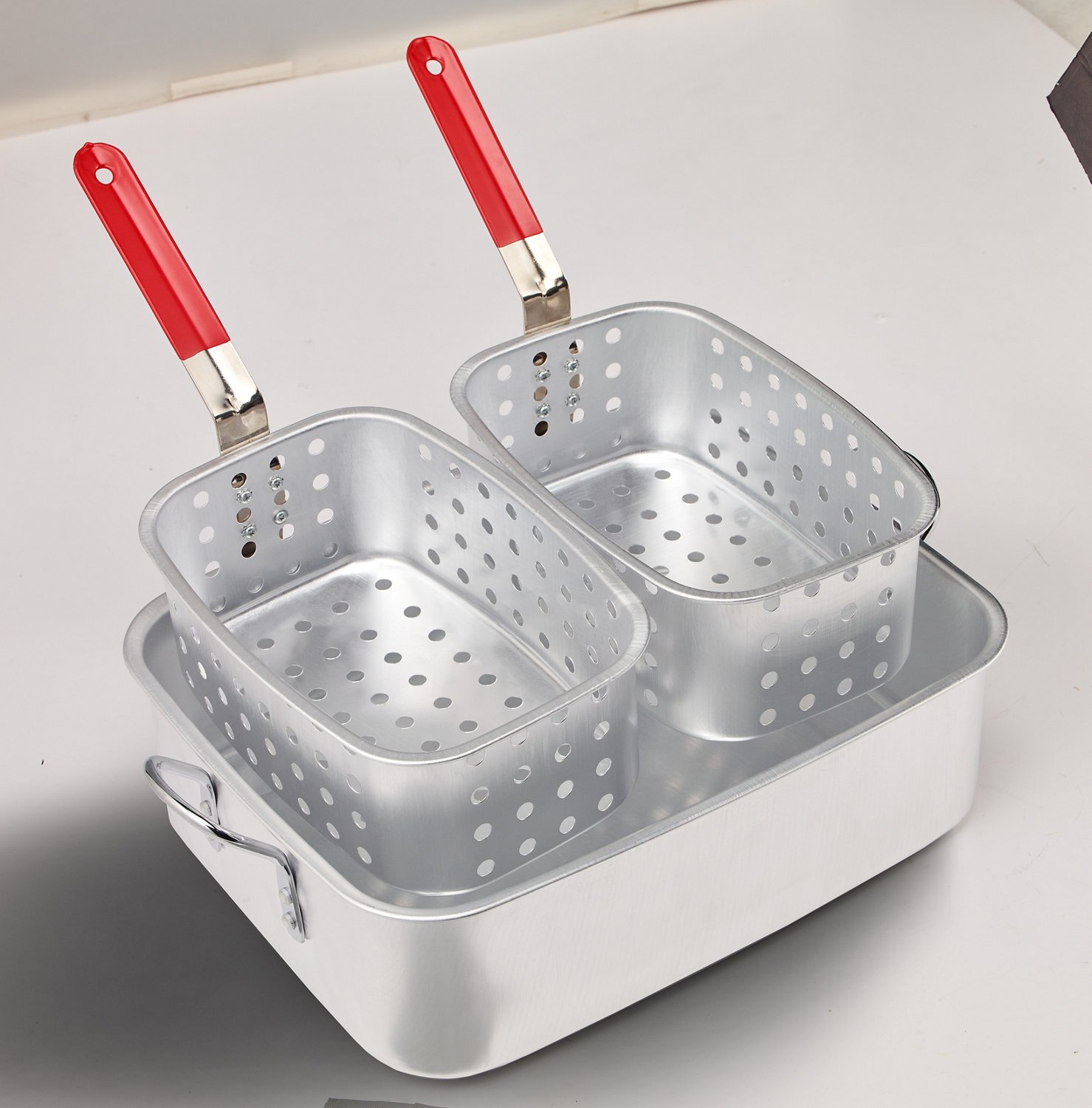 Aluminum 15 Quart Rectangular Fry Pan with Basket - Metal Fusion, Inc.