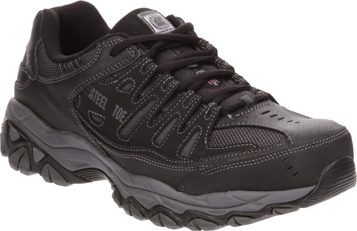 SKECHERS Men's Relaxed Fit Cankton Lace Steel Toe Work Shoes | Academy