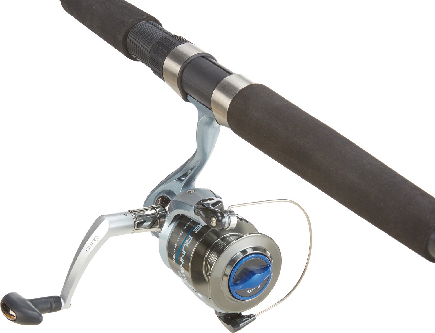  Quantum Blue Runner Spinning Reel and Fishing Rod Combo,  10-Foot 2-Piece Fiberglass Fishing Pole, Extended EVA Handle, Medium-Heavy  Power, Size 60 Reel, Changeable Right- or Left-Hand Retrieve, Blue :  Everything Else