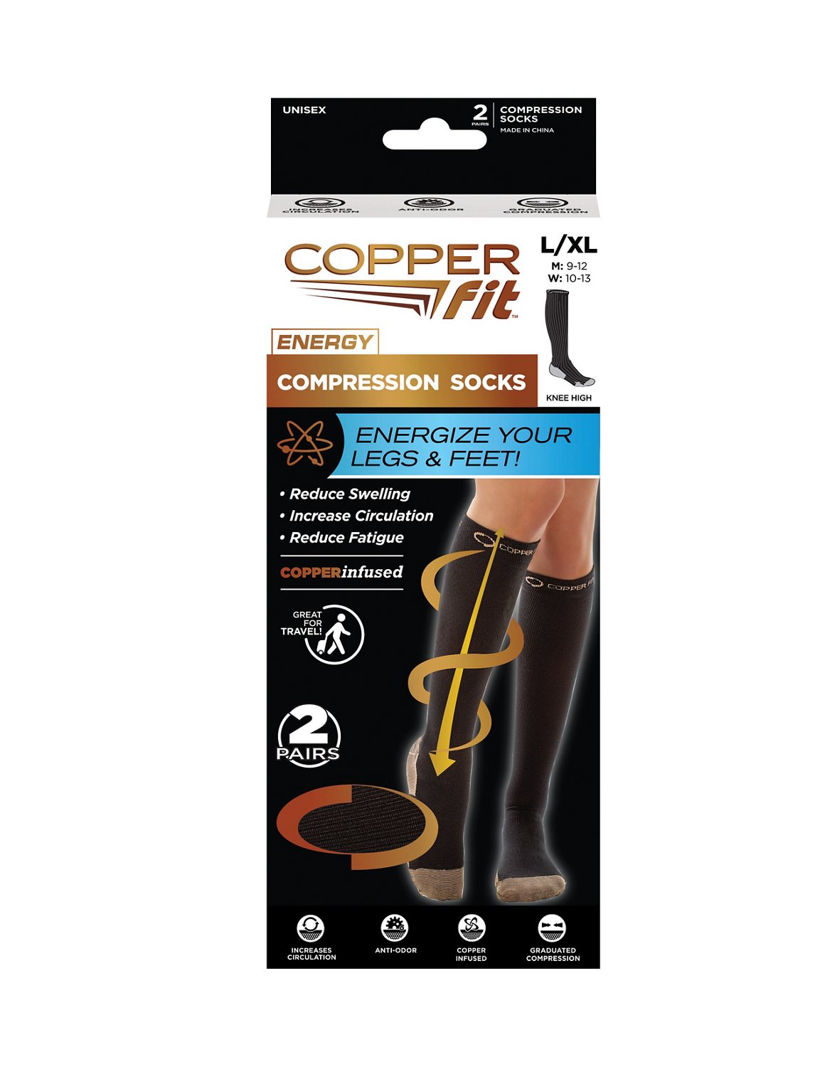 Copper Fit Men's CopperInfused KneeHigh Compression Socks Academy