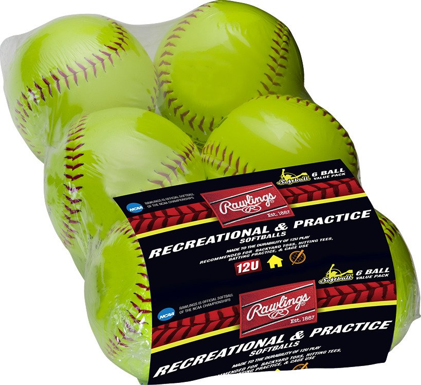Rawlings Girls' 12 in Recreational Fast-Pitch Softballs 6-Pack | Academy
