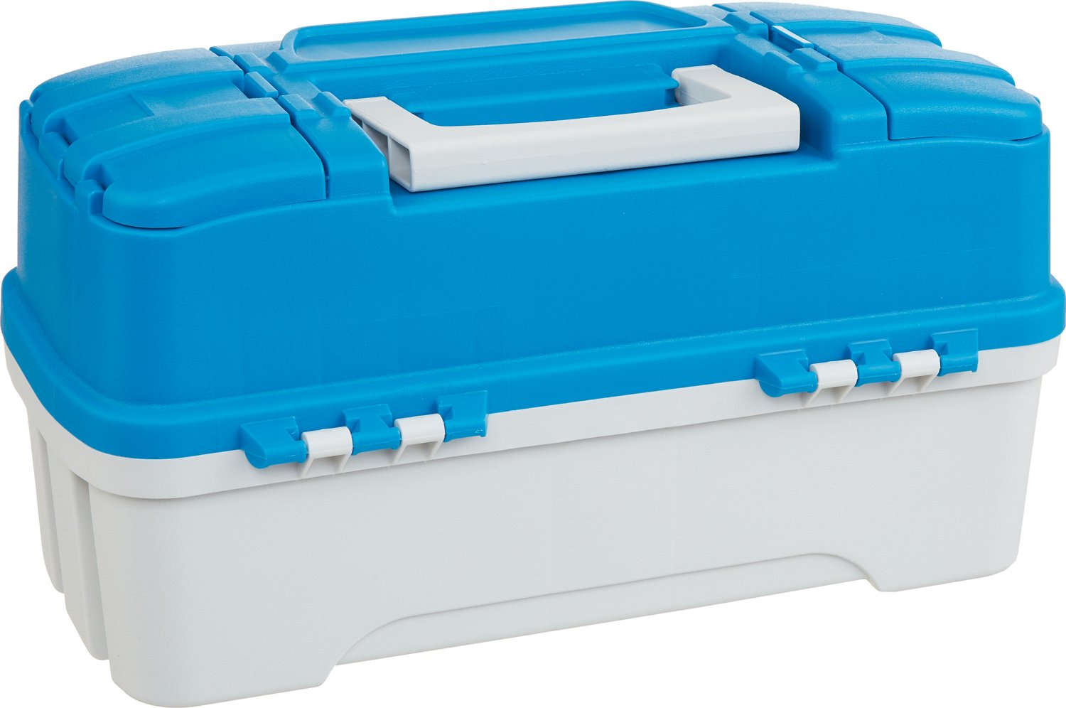 Plano Ready-Set-Fish 3-Tray Tackle Box with Tackle, Aqua Blue/Tan, One Size