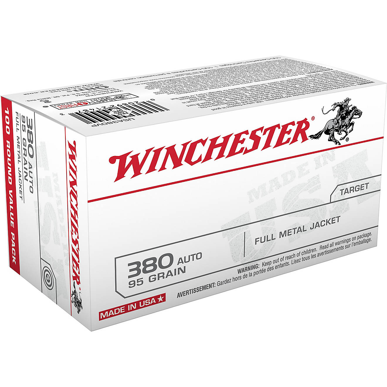 Winchester Full Metal Jacket .380 Automatic 95-Grain Ammunition                                                                  - view number 1