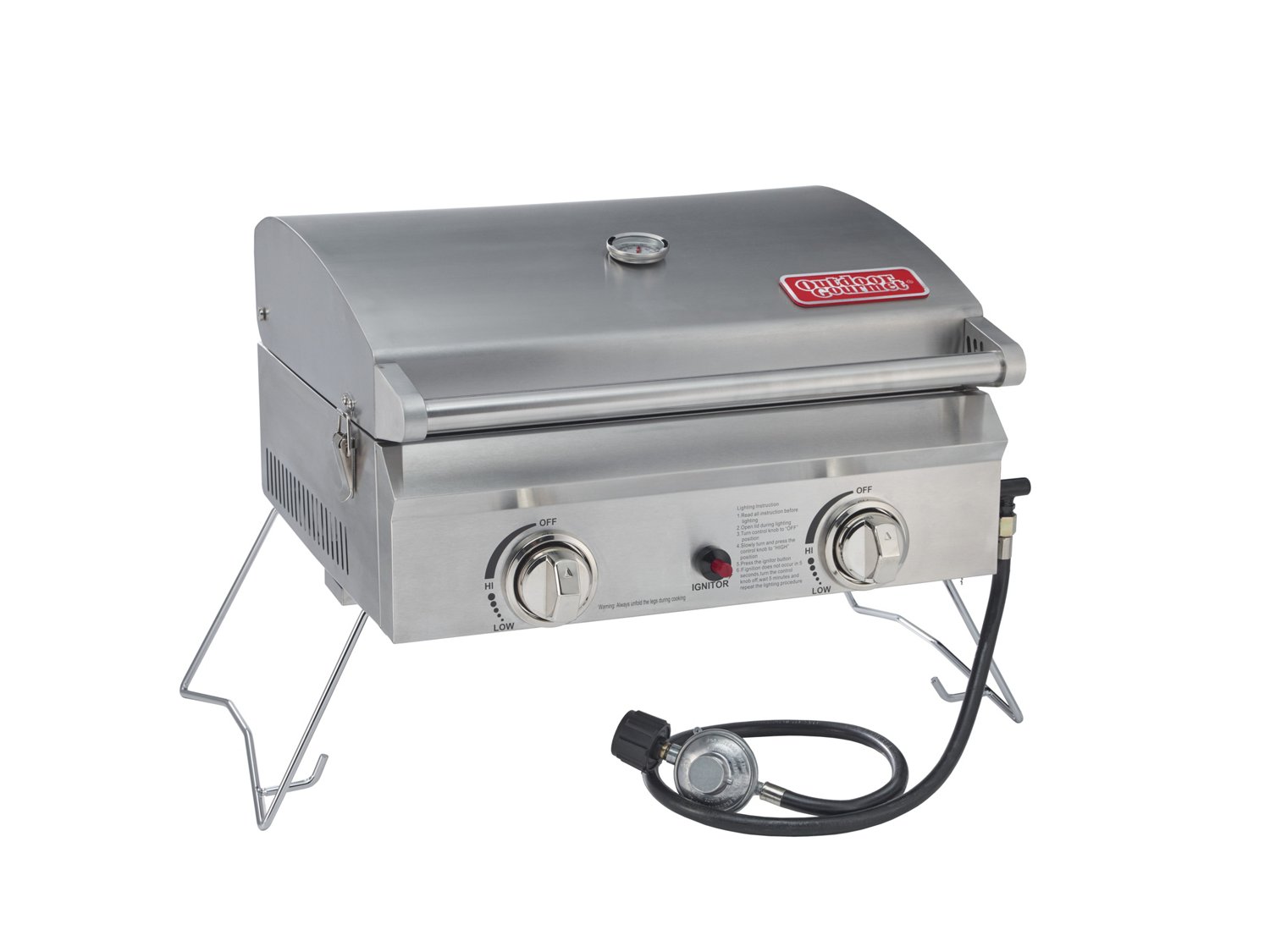 2 Burner Portable Stainless Steel BBQ Table Top Grill for Outdoors