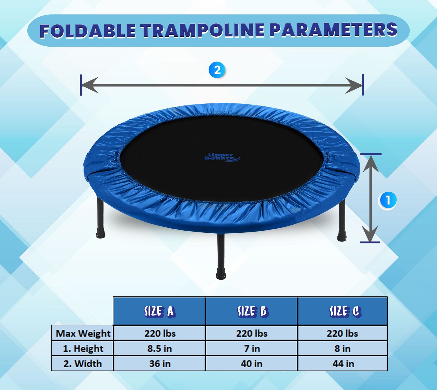 Upper Bounce® 44" Mini Foldable Rebounder Fitness Trampoline Academy