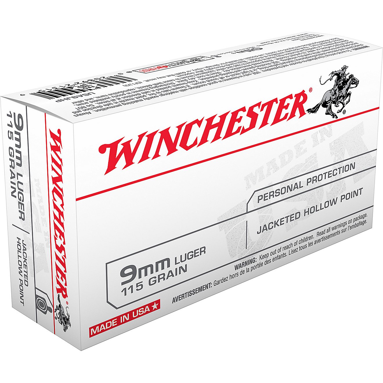 Winchester USA JHP 9mm Luger 115-Grain Handgun Ammunition - 50 Rounds                                                            - view number 1