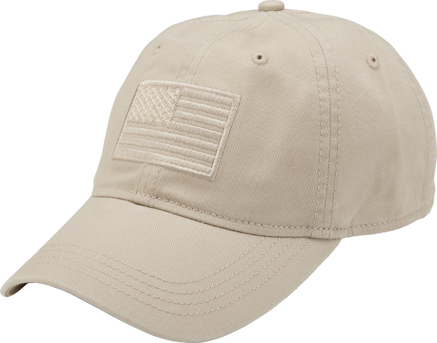 Infinite Hats Adjustable USA Baseball Cap - American Flag Patch Trucker Hat (Khaki)