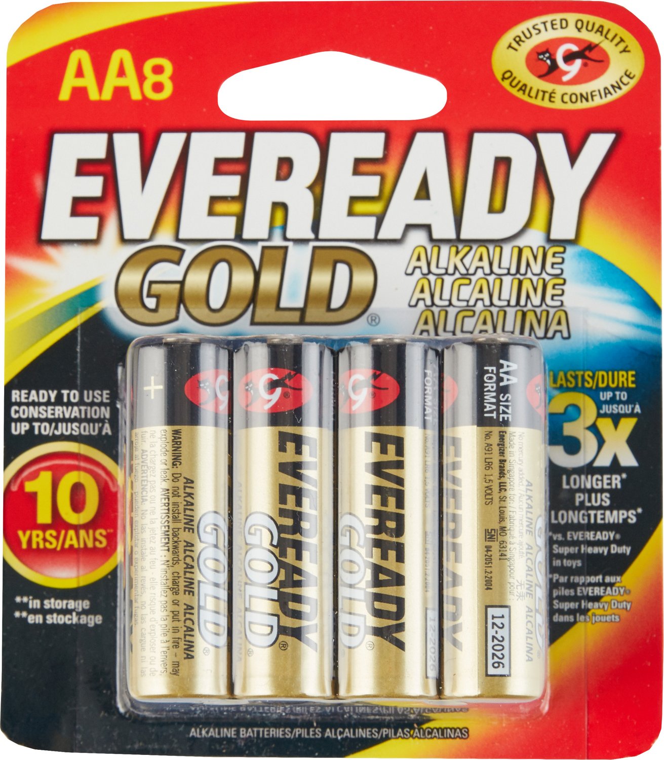 Eveready Gold AA Alkaline Batteries 8Pack Academy