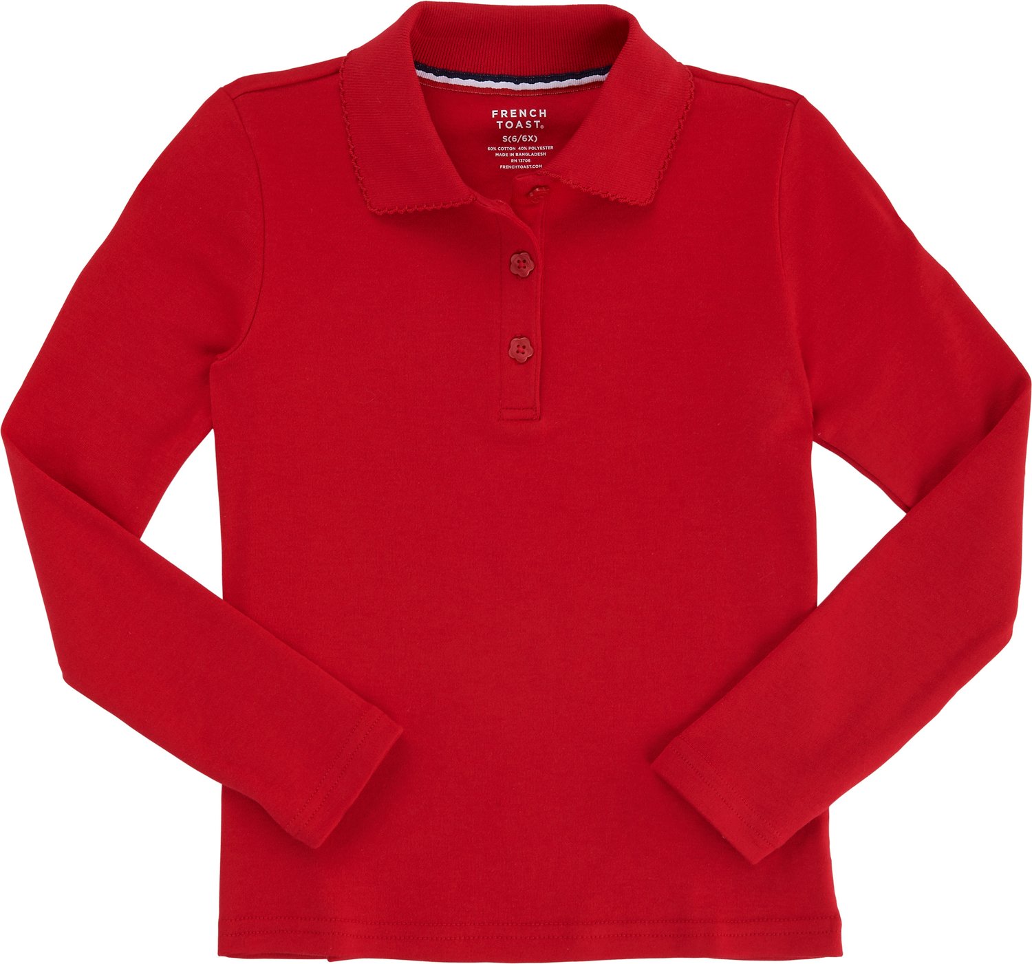French Toast Toddler Girls' Long Sleeve Picot Collar Knit Polo Shirt - view number 1