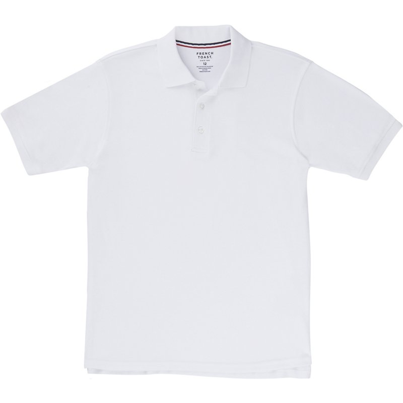 French Toast Boys' Short Sleeve Interlock Knit Polo Shirt White, Large - Uniform Accessories at Academy Sports