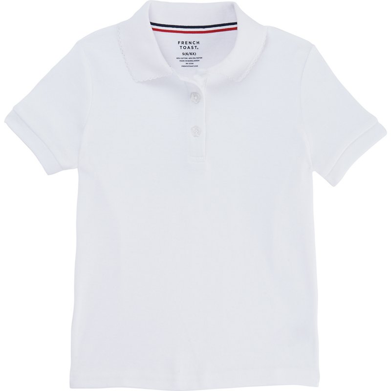 French Toast Toddler Girls School Uniform Short Sleeve Picot Collar Interlock Polo Shirt