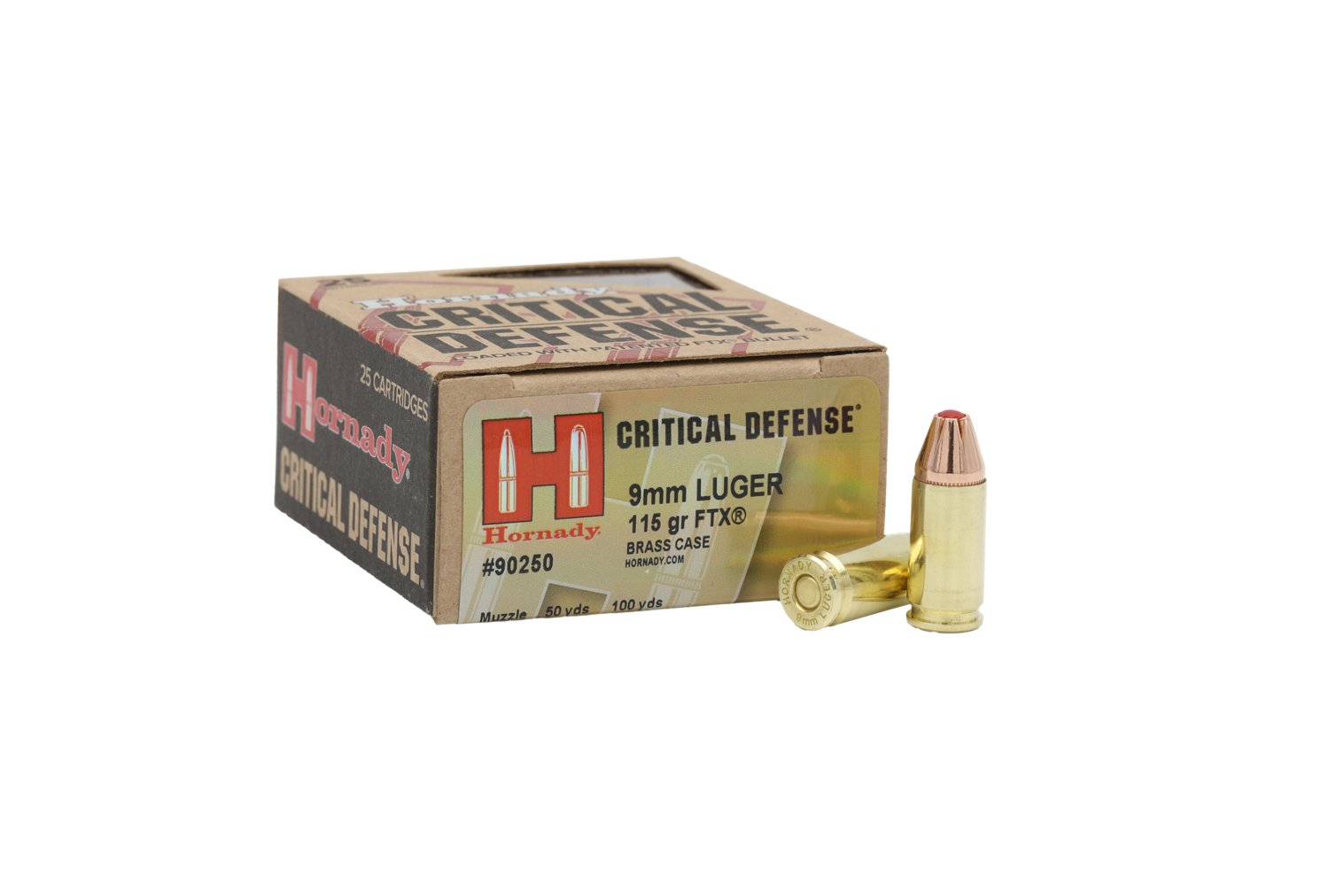 Hornady Critical Defense 9mm Luger 115-Grain Handgun Brass Ammunition - 25 Rounds                                                - view number 1 selected