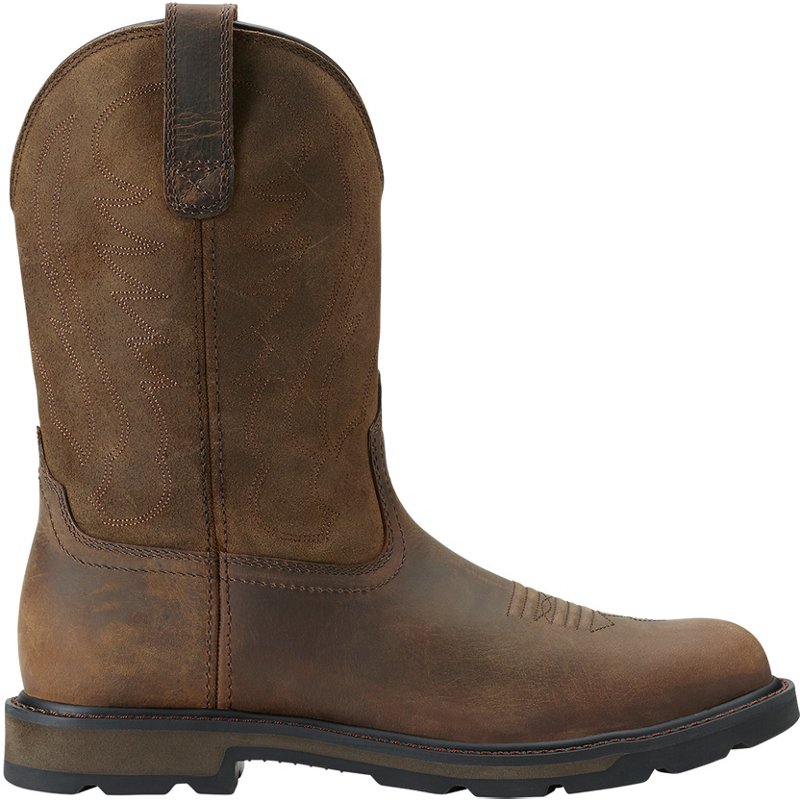 Men's Groundbreaker Work Boots in Brown Full-Grain Leather, Size: M 7/ W 8.5 EE / Wide by Ariat