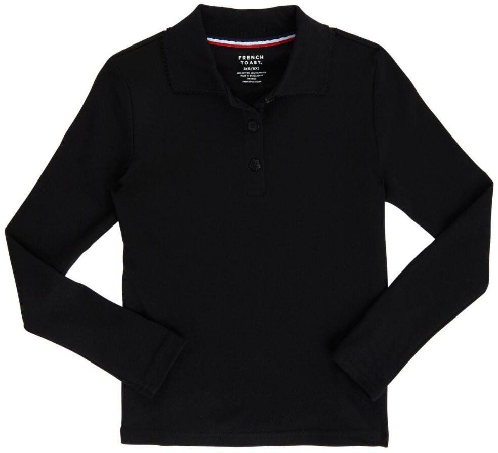 French Toast Girls' Long Sleeve Interlock Knit Polo with Picot Collar - view number 3