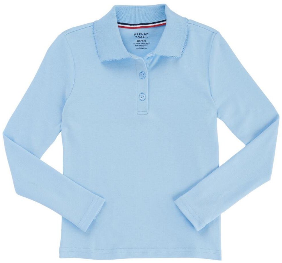 French Toast Girls' Long Sleeve Interlock Knit Polo with Picot Collar - view number 3