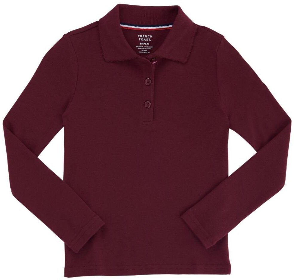 French Toast Girls' Long Sleeve Interlock Knit Polo with Picot Collar - view number 3