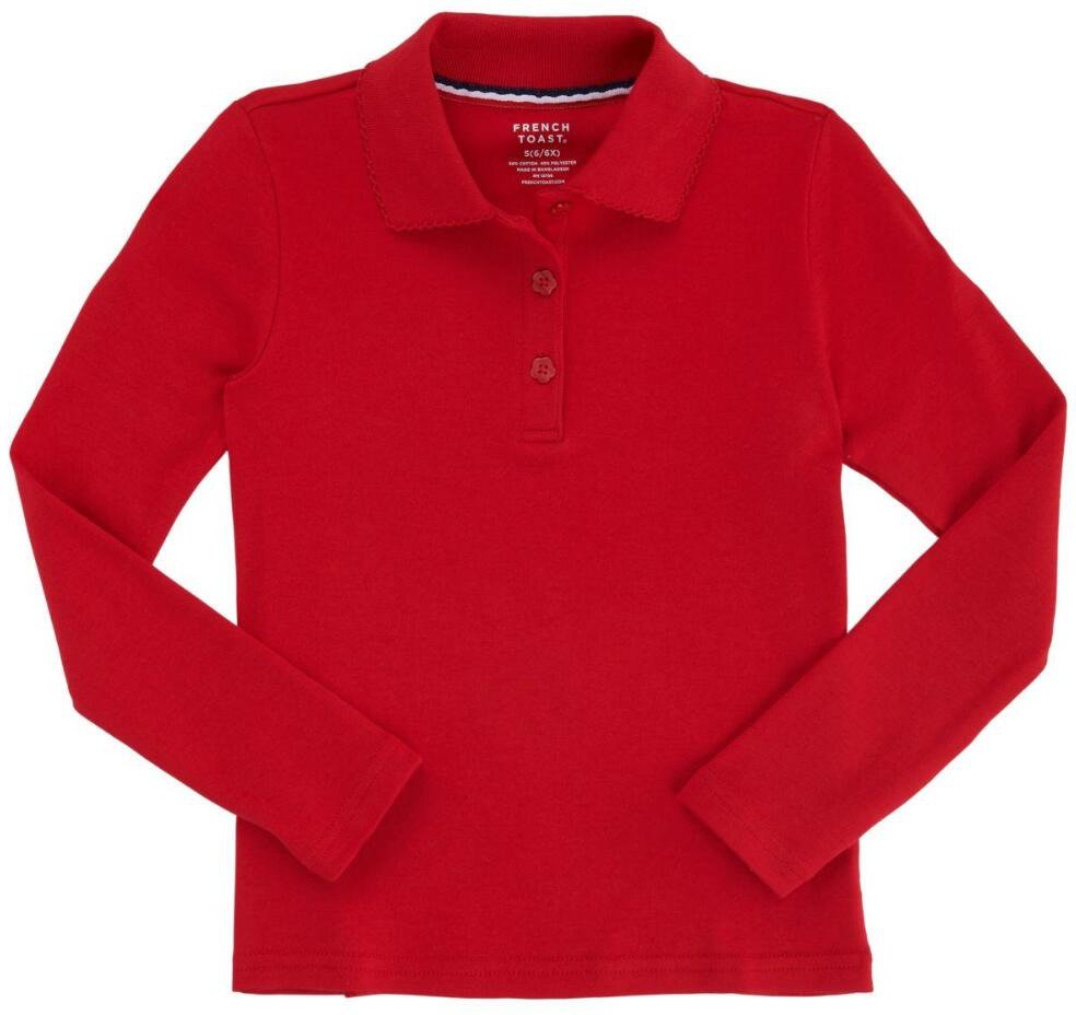 French Toast Girls' Long Sleeve Interlock Knit Polo with Picot Collar - view number 3