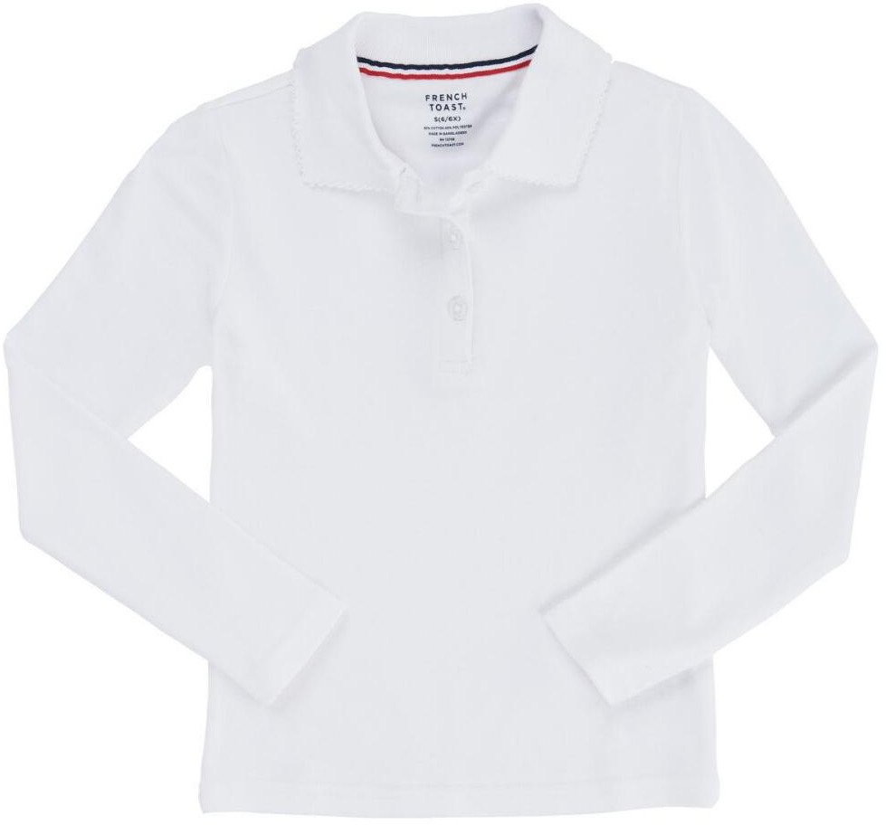 French Toast Girls' Long Sleeve Interlock Knit Polo with Picot Collar - view number 3
