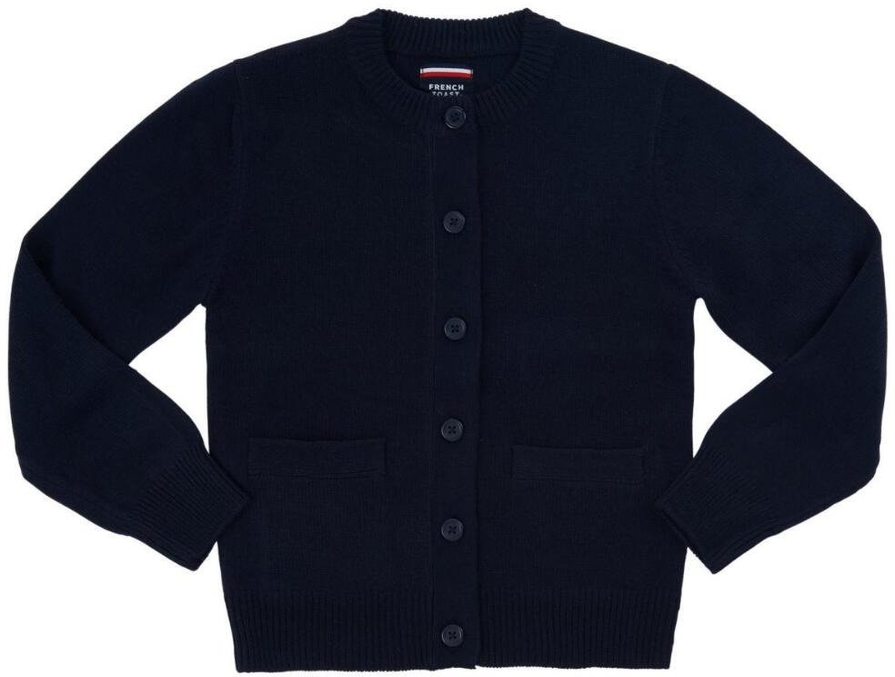 French Toast Girls' Antipill Crew Neck Cardigan Sweater