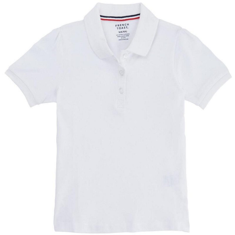 French Toast Girls' Short Sleeve Stretch Pique Polo Shirt White, Small - Uniform Accessories at Academy Sports