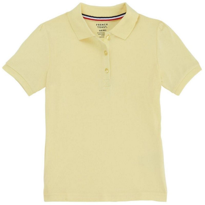 French Toast Girls' Short Sleeve Stretch Pique Polo Shirt Yellow, Large - Uniform Accessories at Academy Sports