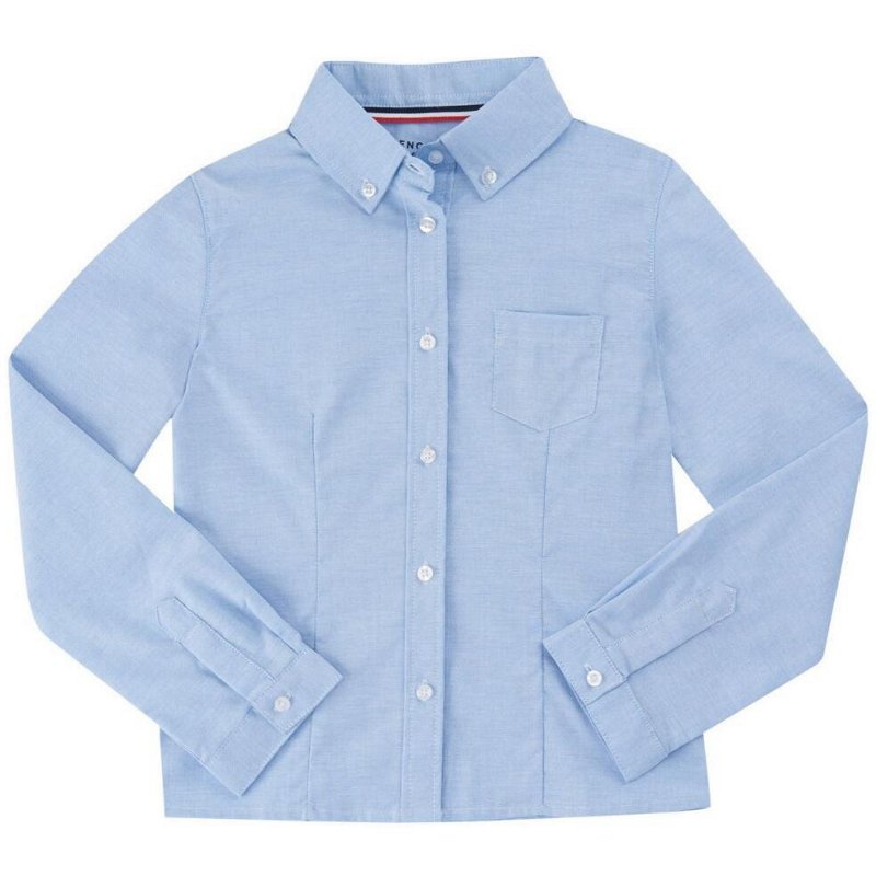 French Toast Girls' Extended Sizing Long Sleeve Oxford Blouse Blue, 20 Youth Plus - Uniform Accessories at Academy Sports