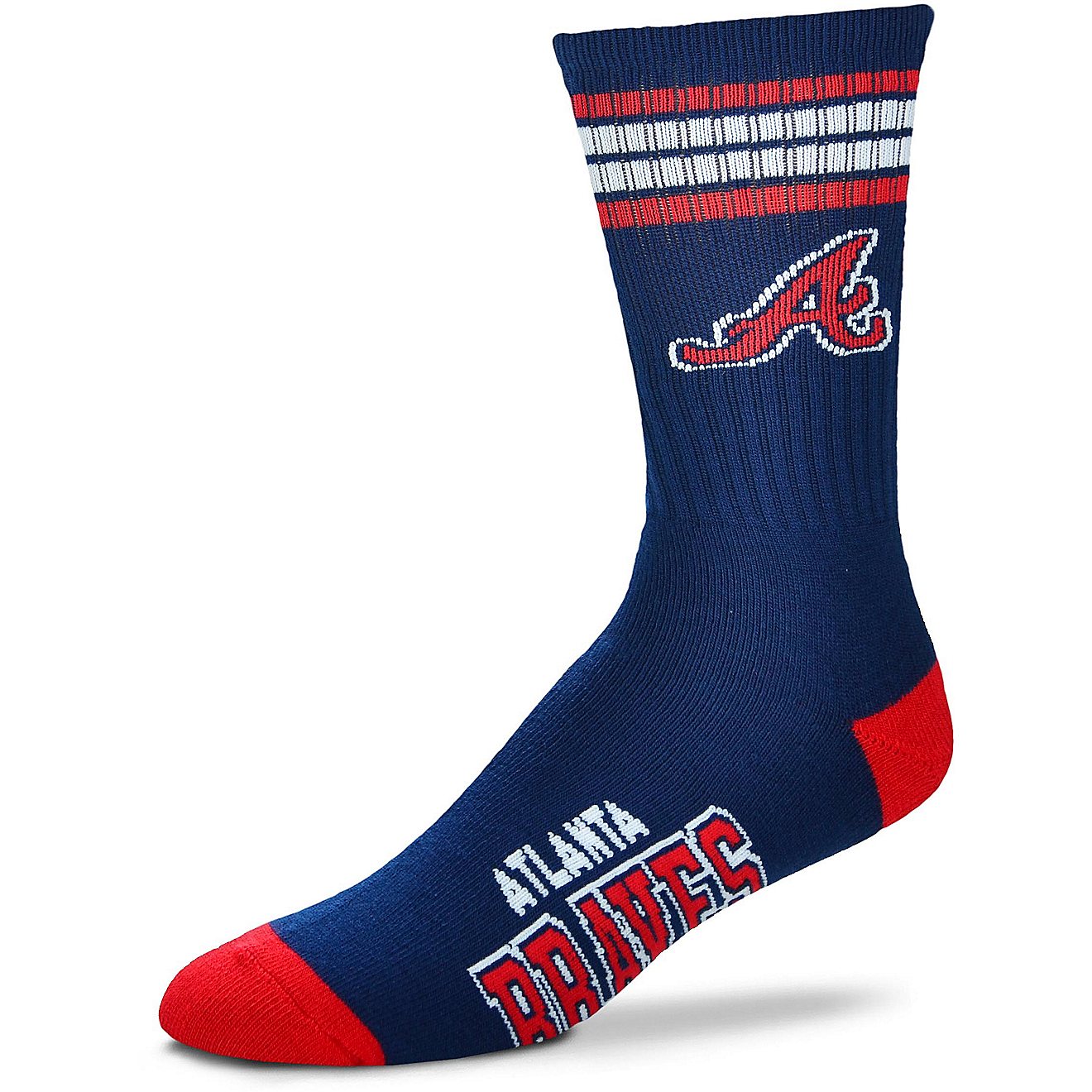 For Bare Feet Men's Atlanta Braves Striped Crew Socks                                                                            - view number 1