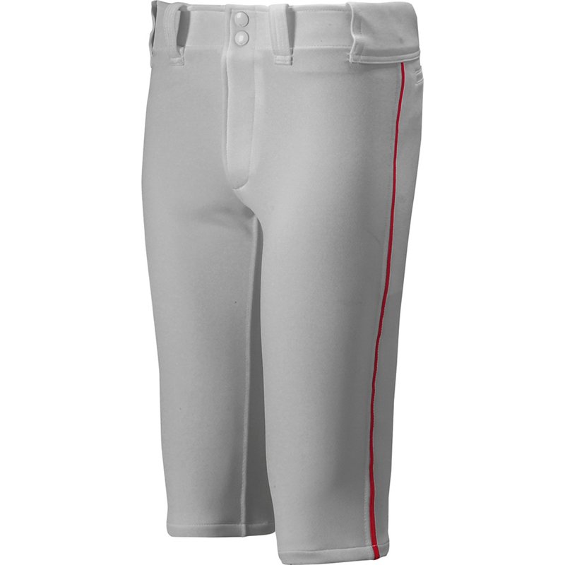 Mizuno Boys’ Select Short Piped Baseball Pant Grey/Red, X-Large – Youth Baseball Tops/Bttm at Academy Sports