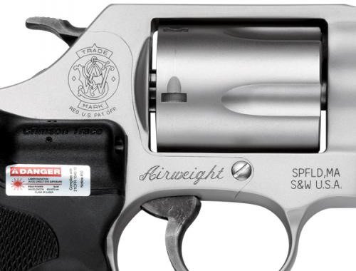 Gunners Firearms LLC  Smith & Wesson Model 637, Double Action, Small  Revolver, 38 Special, 1.875 Barrel, Alloy Frame, Stainless Finish, Laser  Grip, Fixed Sights, 5Rd, Crimson Trace Laser 163052