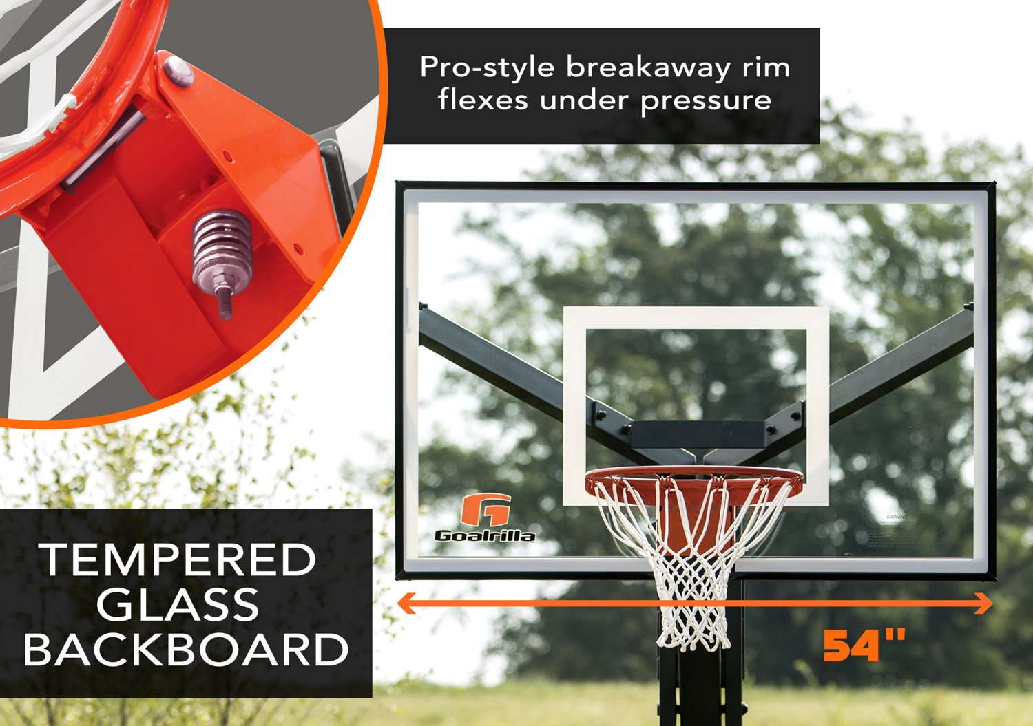 Goalrilla FT Series 54 in Inground Tempered Glass Basketball Hoop - view number 3