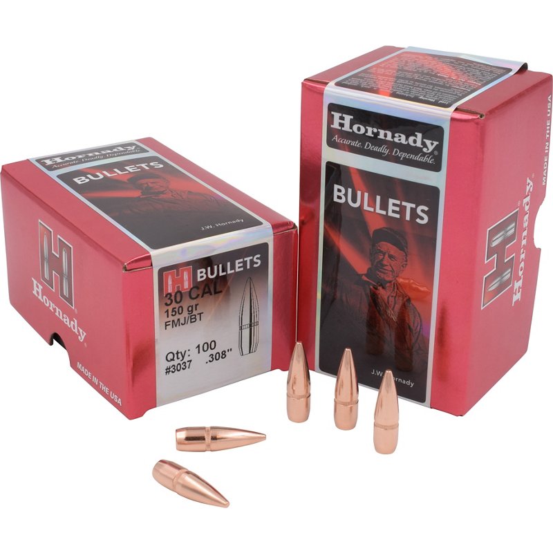 Hornady FMJ-BT .30 Caliber 150-Grain Bullets - 100 rounds