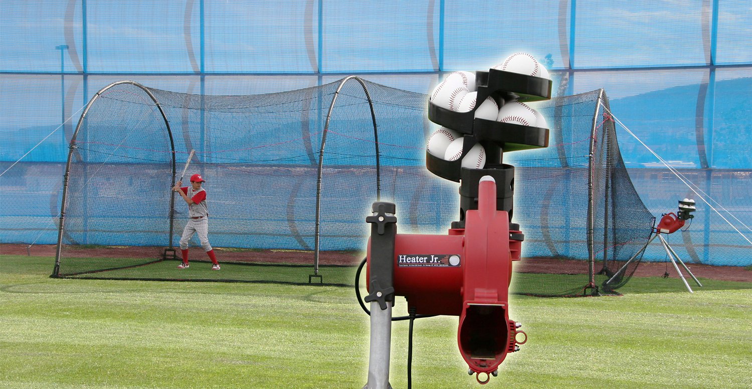 Heater Sports Jr Real Baseball Pitching Machine and 24 ft Xtender