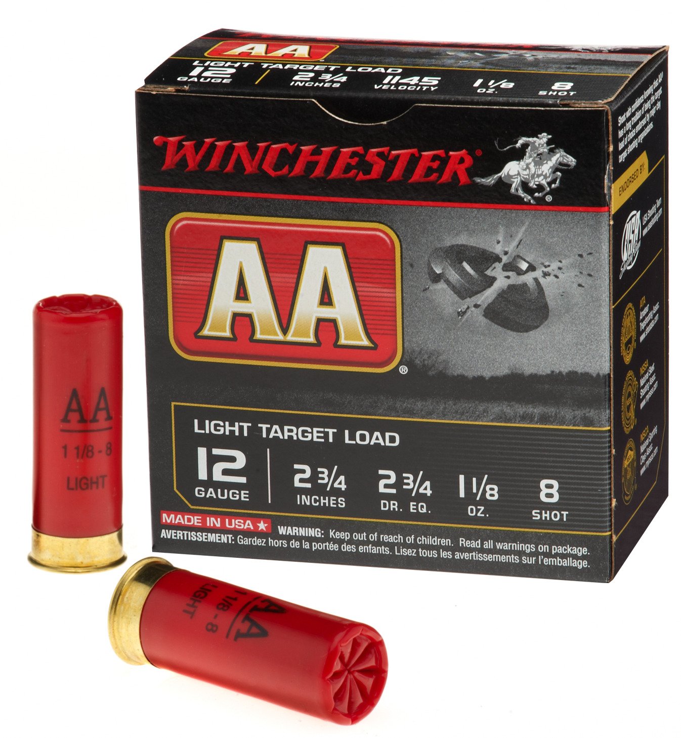 Winchester AA Light Target Load 12 Gauge 8 Shotshells - 25 Rounds - view number 2
