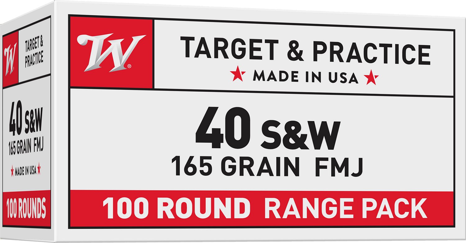 Winchester USA Full Metal Jacket Flat-Nose .40 Smith & Wesson 165-Grain Handgun Ammunition - 100 Rounds                          - view number 1 selected