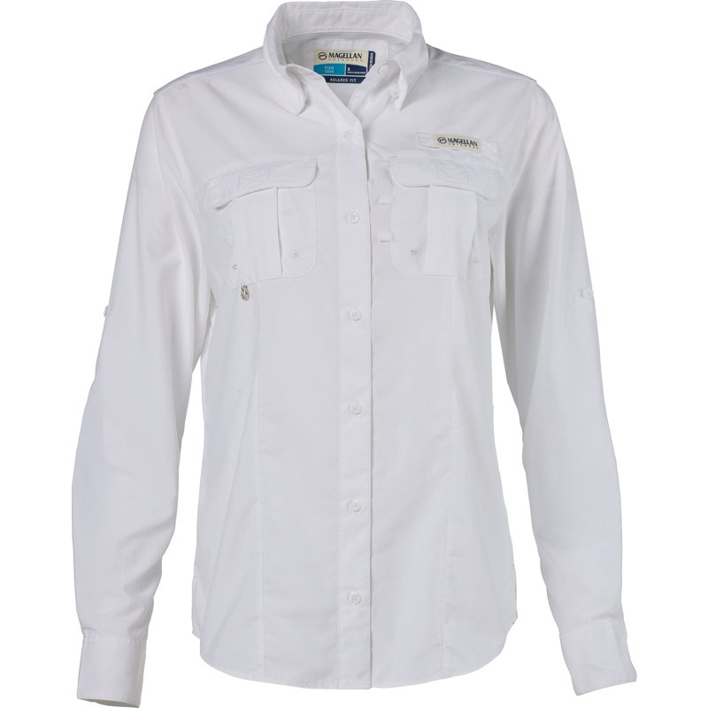 Magellan Outdoors Women's Laguna Madre Long Sleeve Shirt Bright White, X-Small - Women's Fishing Tops at Academy Sports