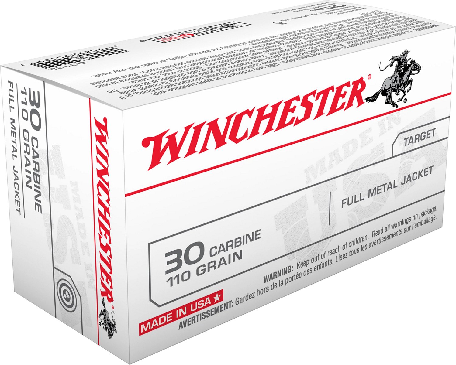 Winchester .30 Carbine 110-Grain Full Metal Jacket Centerfire Rifle Ammunition