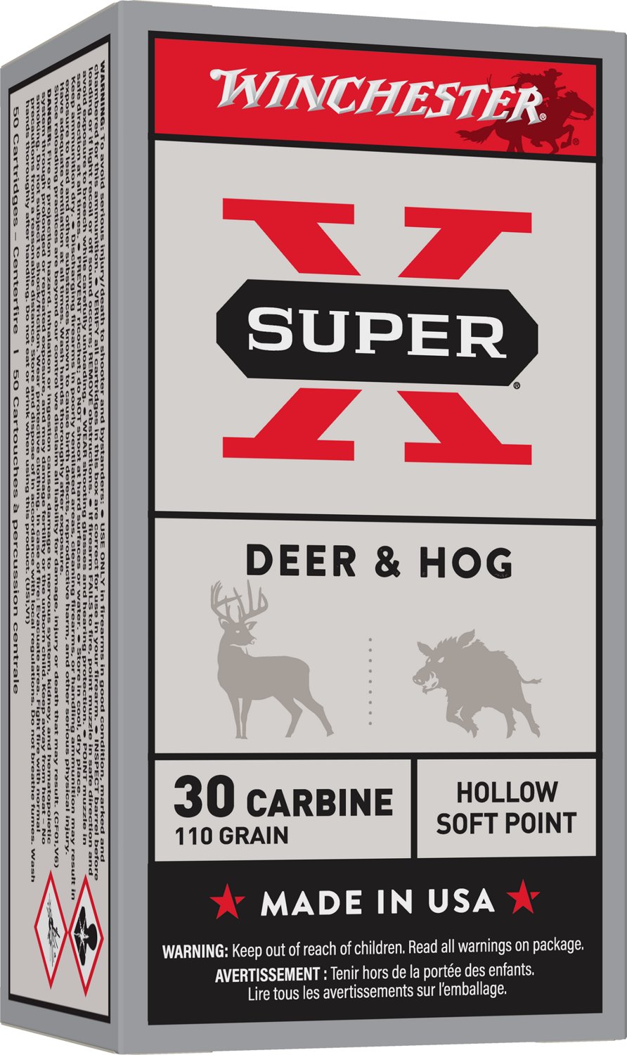 Winchester Super-X Hollow Soft-Point .30 Carbine 110-Grain Centerfire Rifle Ammunition