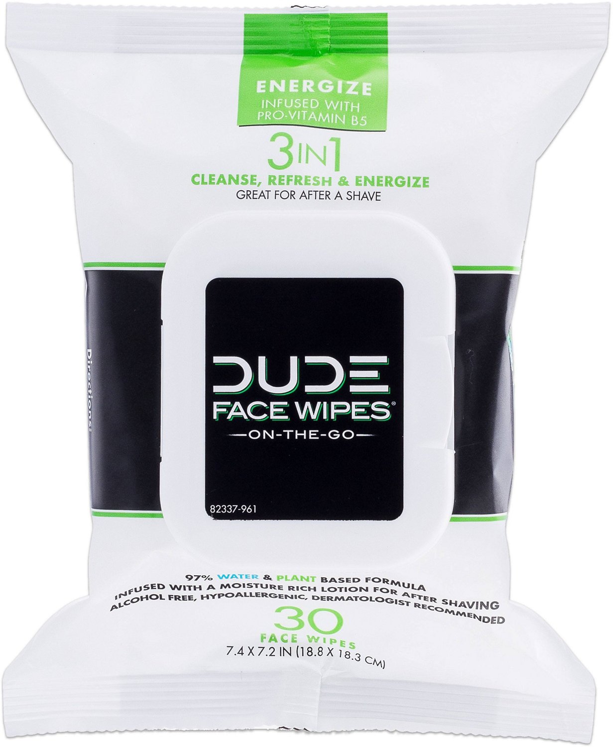 DUDE Energize 3-in-1 Face Wipes 30-Pack                                                                                          - view number 1