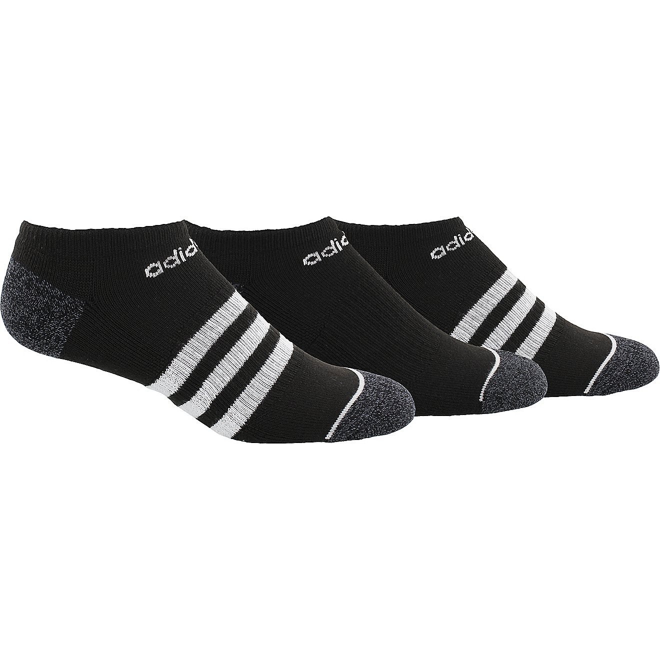 adidas 3-Stripe No-Show Socks 3 Pack | Academy