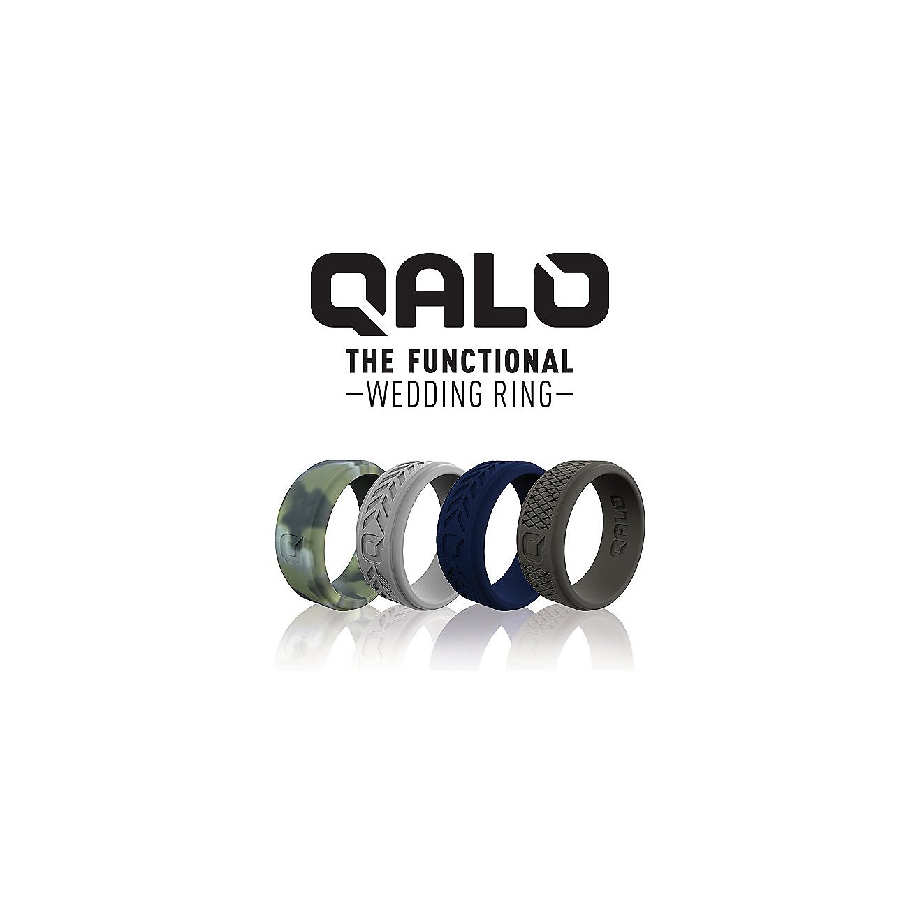 QALO Men's Step Edge Crosshatch Silicone Wedding Ring                                                                            - view number 3
