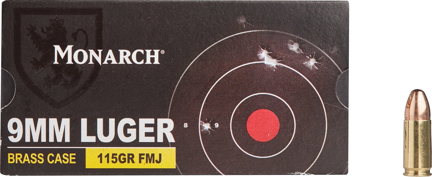 Monarch FMJ 9mm Luger 115-Grain Pistol Ammunition