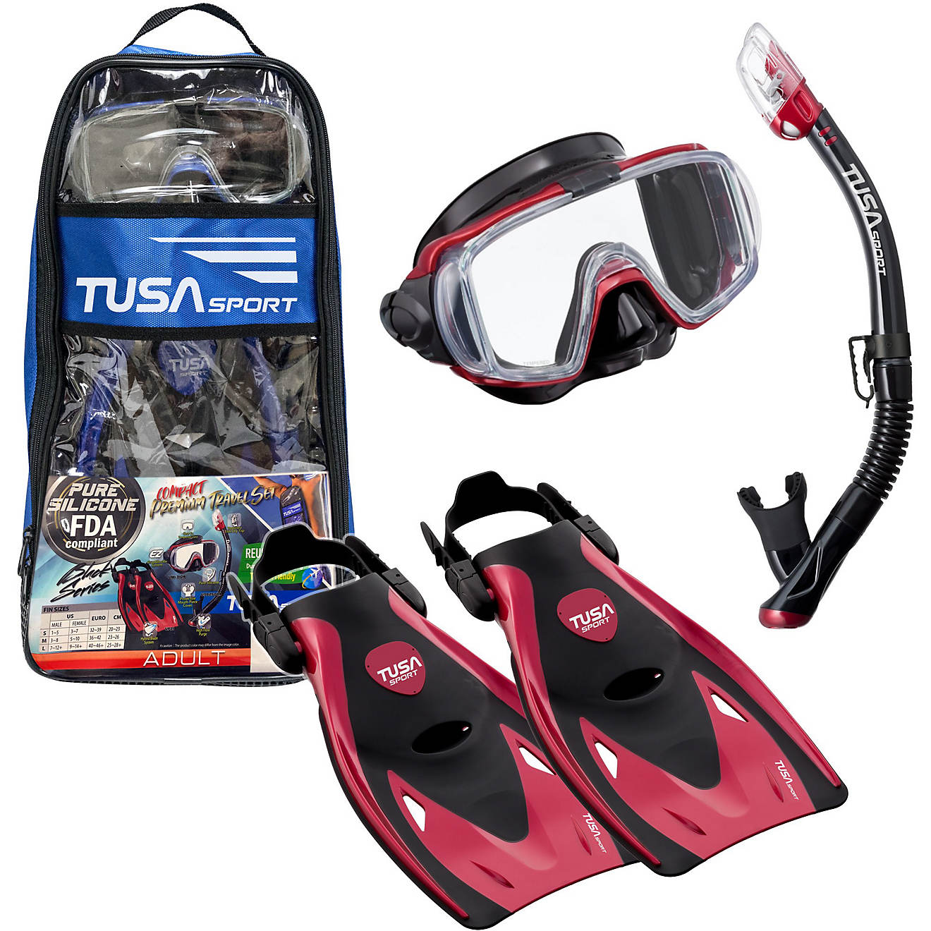 TUSA Adults' Visio Tri-Ex Snorkel Travel Set                                                                                     - view number 1