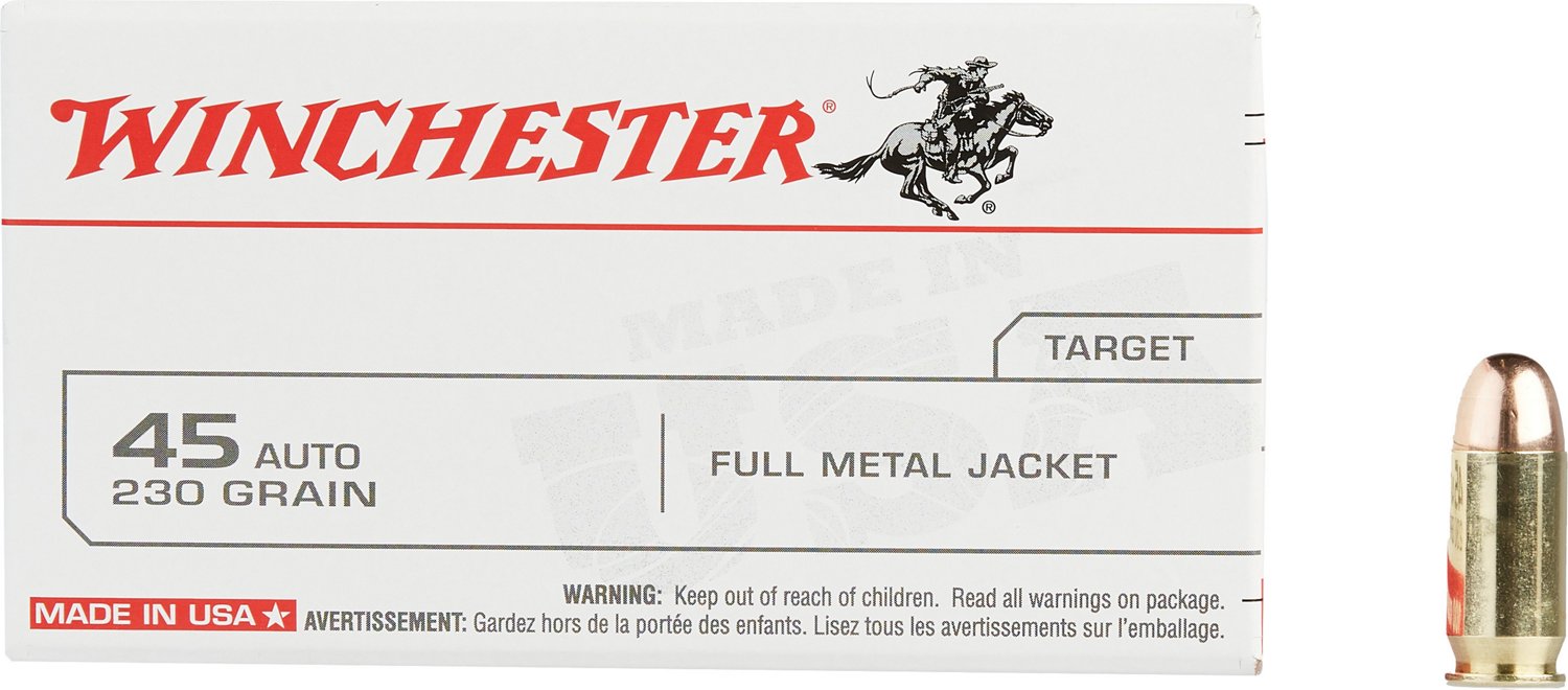 Winchester USA Full Metal Jacket Rounded-Nose .45 Automatic 230-Grain Handgun Ammunition - view number 2