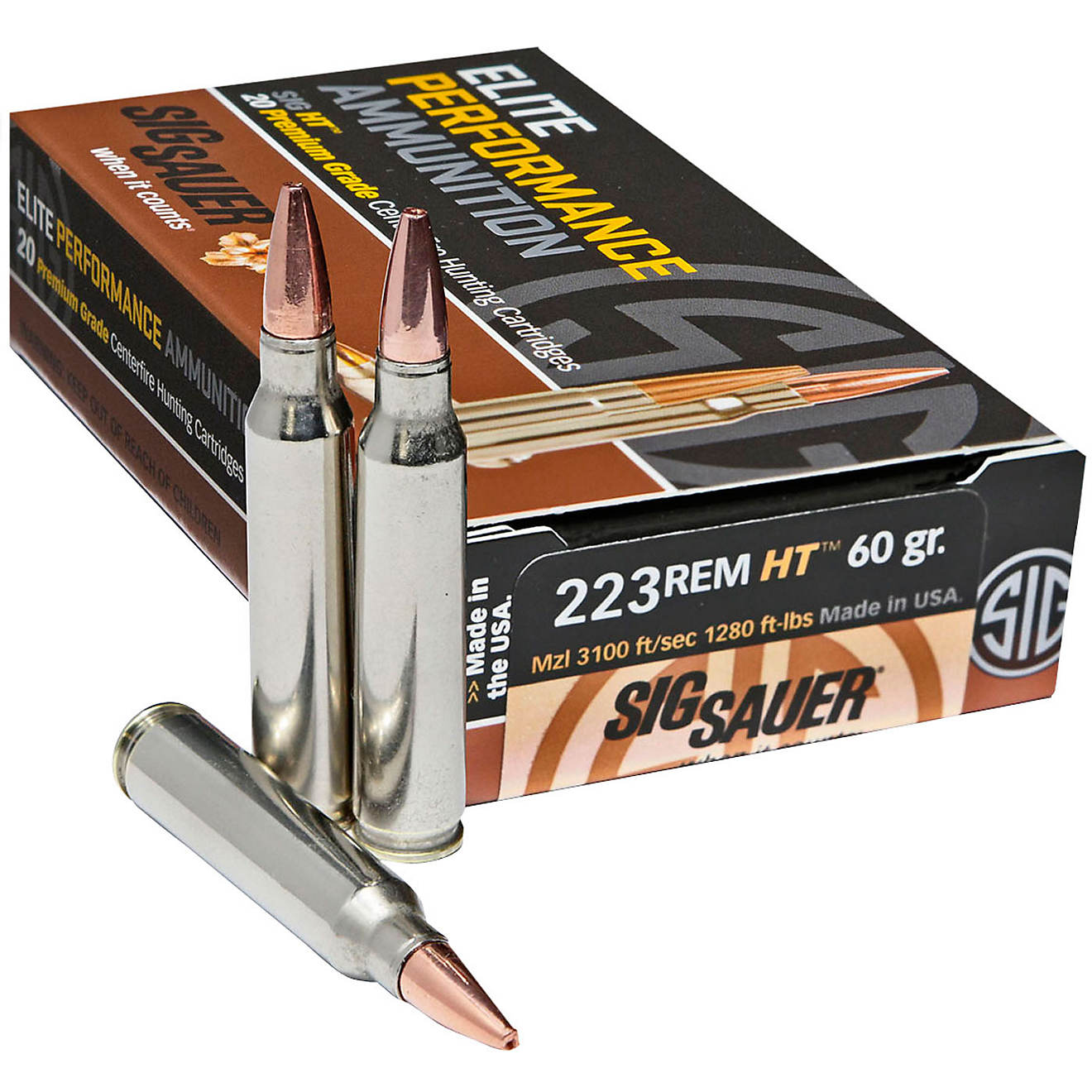 SIG SAUER Elite Performance Hunting .223 Remington/5.56 NATO 60-Grain Centerfire Rifle Ammunition                                - view number 1