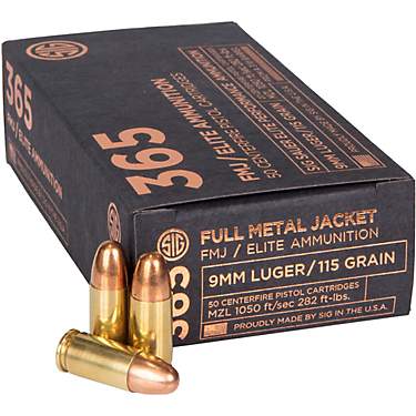 SIG SAUER 365 Elite Full Metal Jacket 9mm Luger 115-Grain Centerfire Pistol Ammunition