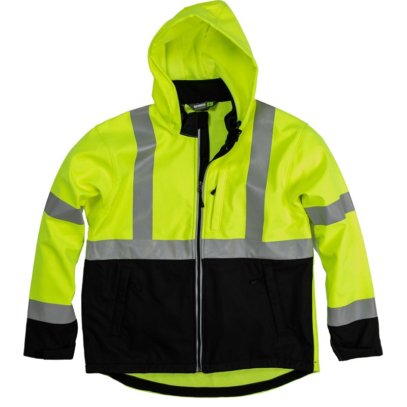 Berne Men's Hi-Visibility Softshell Jacket Yellow, 3X-Large - Men's Work Jackets at Academy Sports product image