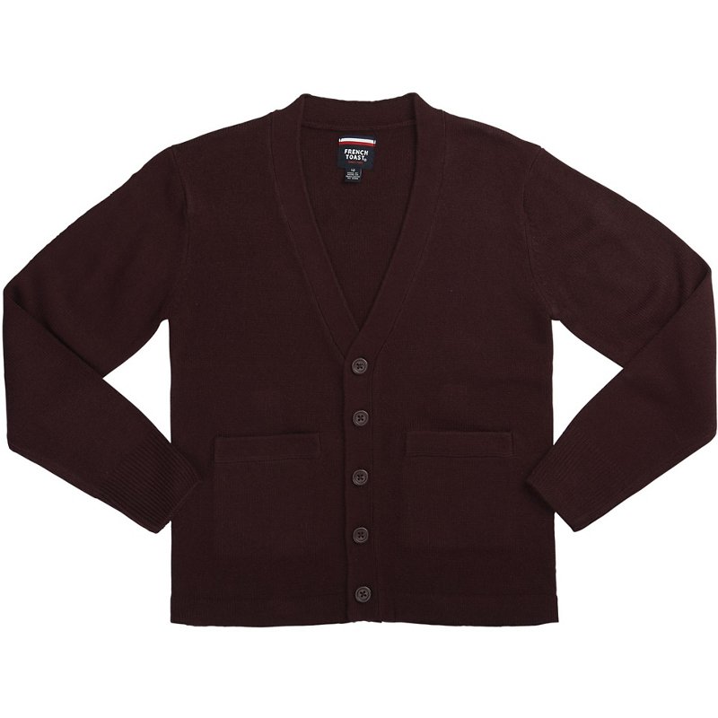 French Toast Boys' Antipill Cardigan Sweater Dark Red, 2X-Large - Uniform Accessories at Academy Sports