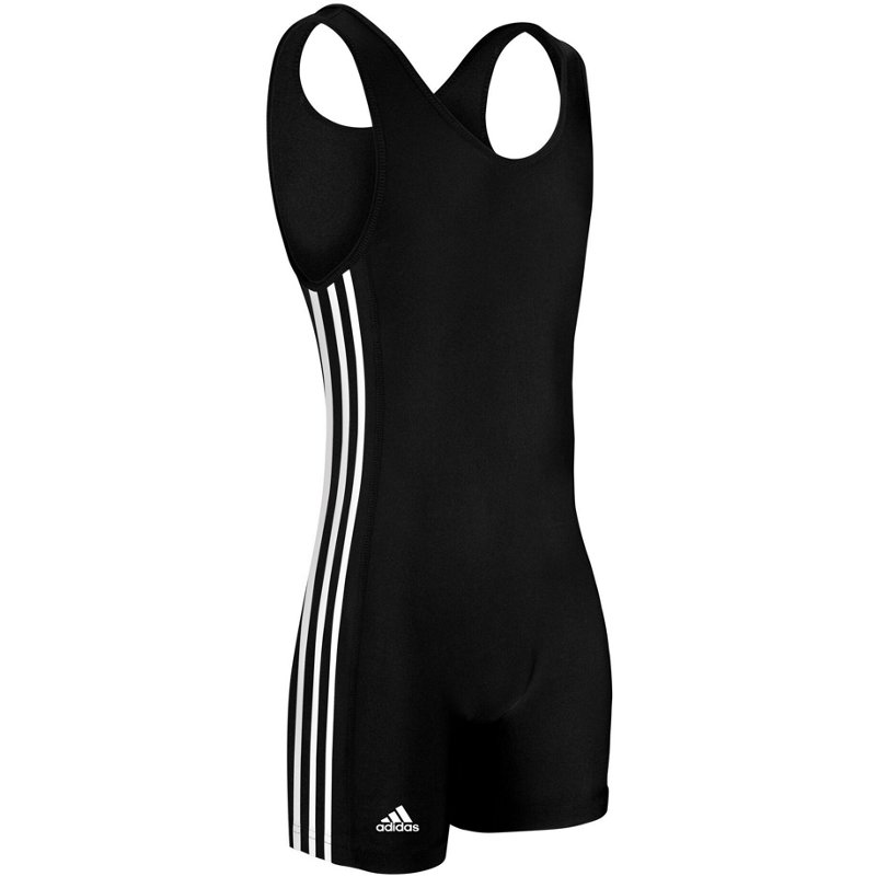 adidas Men's Wrestling Singlet Black/White, Large - Wrestling Accessories at Academy Sports