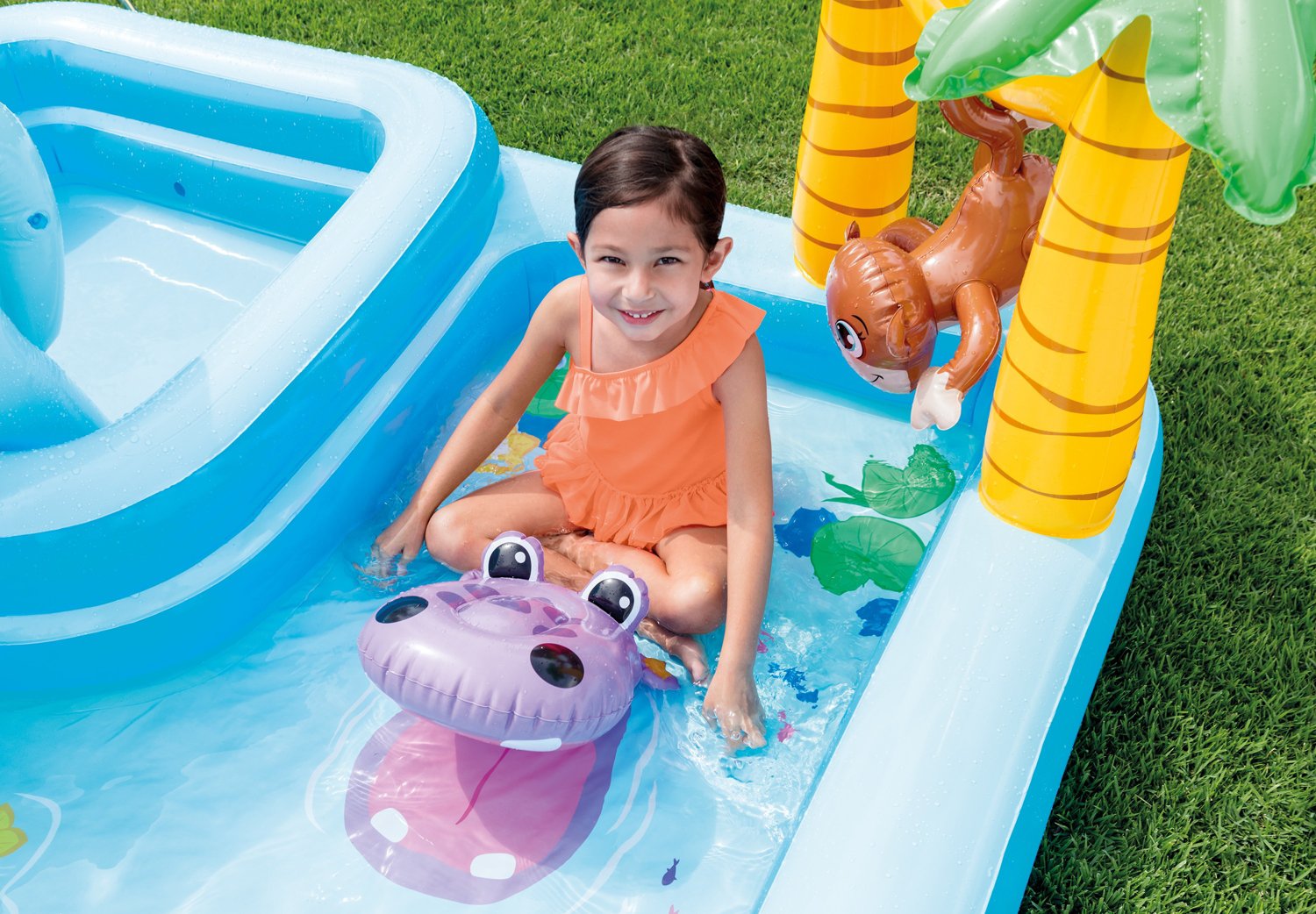 Piscine du centre de jeux Jungle Jungle Toboggan gonflable Intex pour  enfants 246x193x110cm