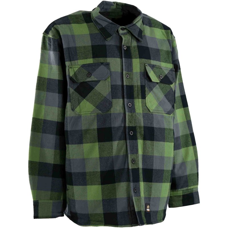 Berne Men's Flannel Shirt Jacket Plaid Green, Medium - Men's Work Jackets at Academy Sports product image